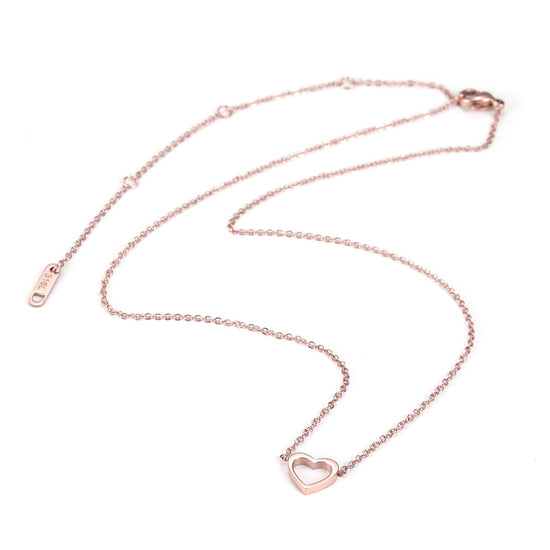 Minimally hollowed out heart-shaped necklace-NSSN680ST