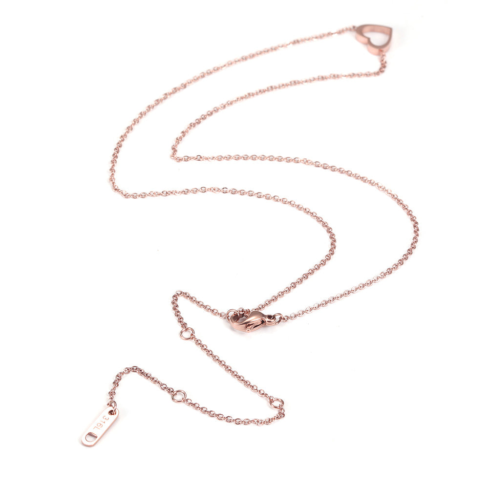 Minimally hollowed out heart-shaped necklace-NSSN680ST