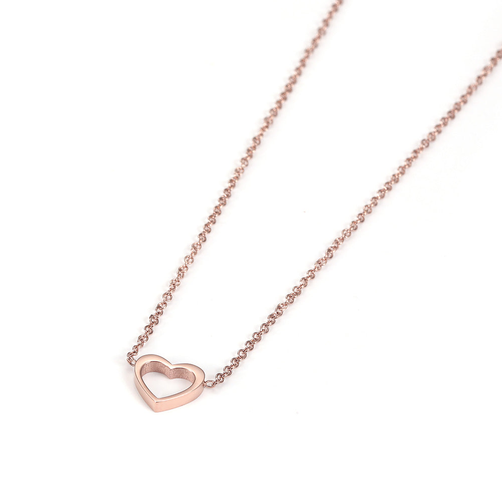 Minimally hollowed out heart-shaped necklace-NSSN680ST