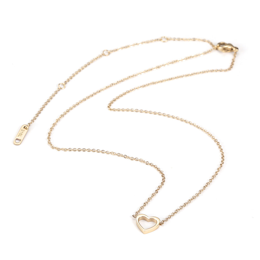 Minimally hollowed out heart-shaped necklace-NSSN680ST