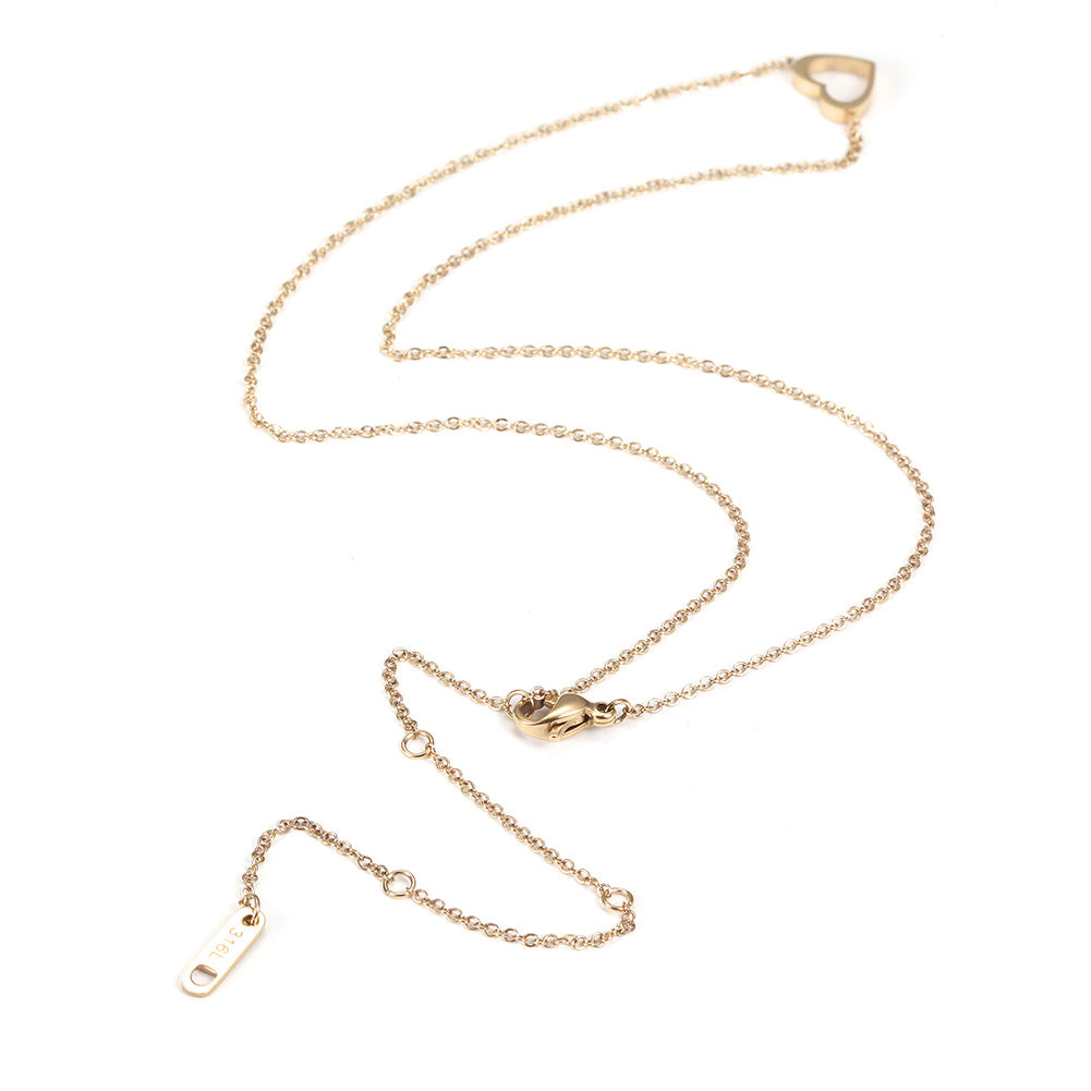 Minimally hollowed out heart-shaped necklace-NSSN680ST