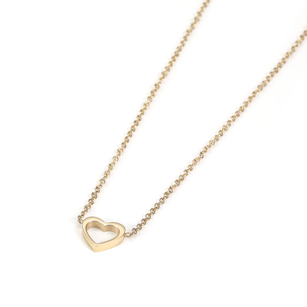 Minimally hollowed out heart-shaped necklace-NSSN680ST