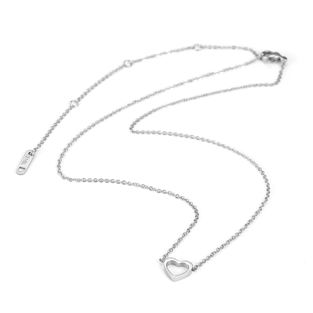 Minimally hollowed out heart-shaped necklace-NSSN680ST