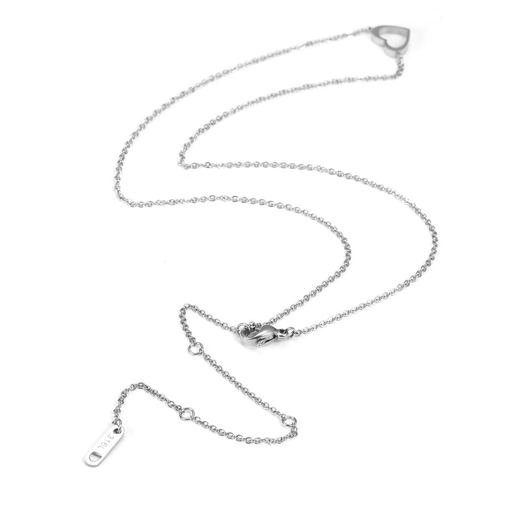 Minimally hollowed out heart-shaped necklace-NSSN680ST