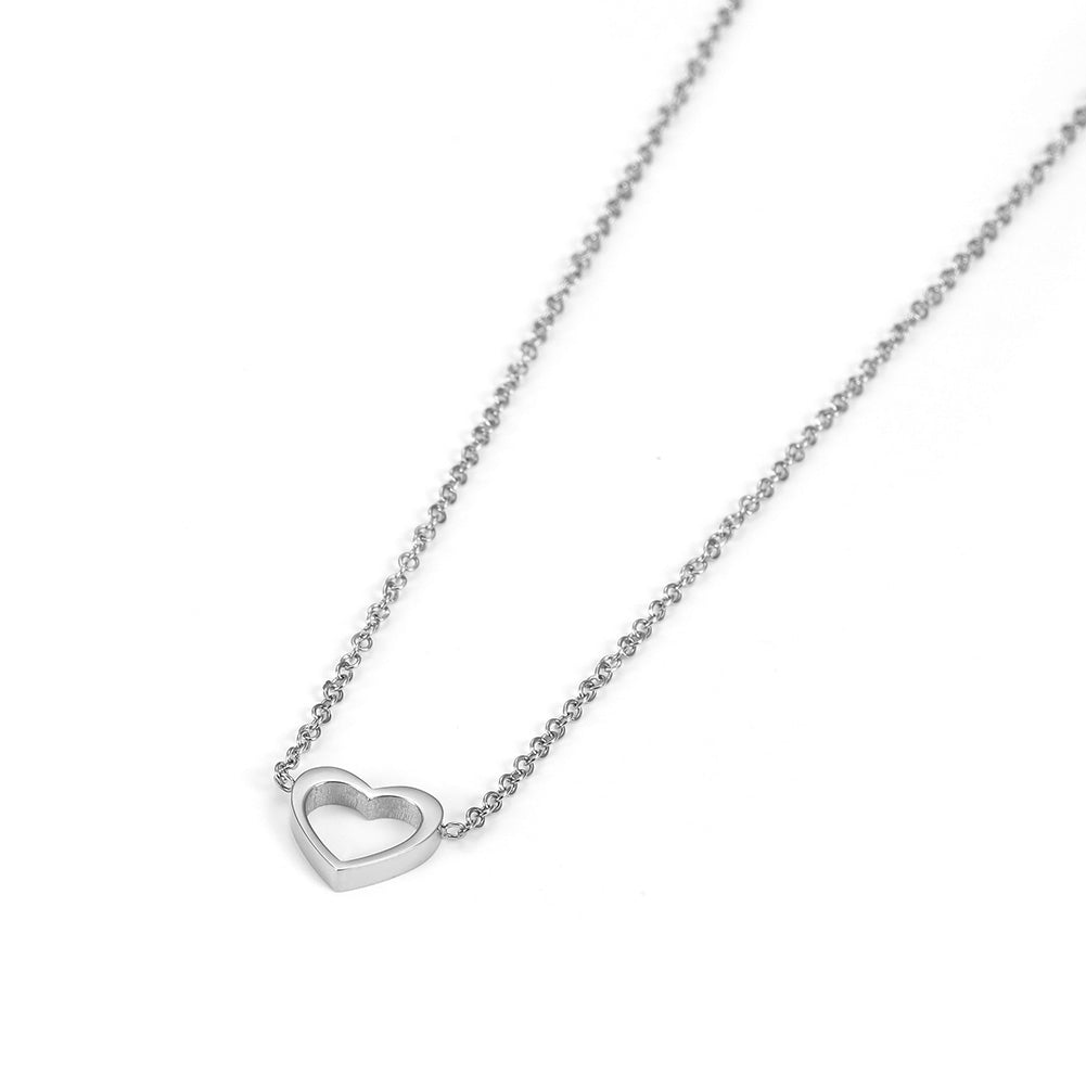 Minimally hollowed out heart-shaped necklace-NSSN680ST