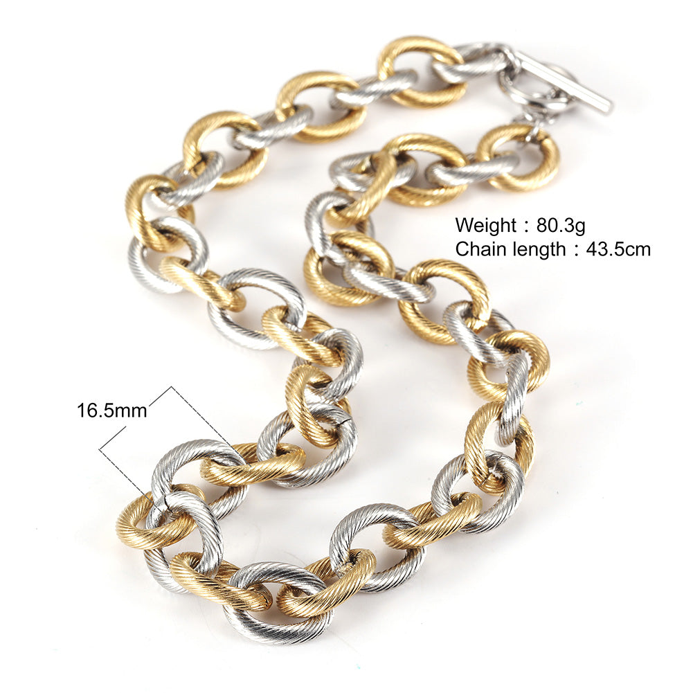 Intercolor Ring Buckle Necklace-NSSN689ST