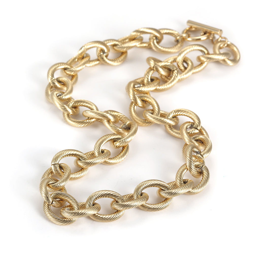 Intercolor Ring Buckle Necklace-NSSN689ST