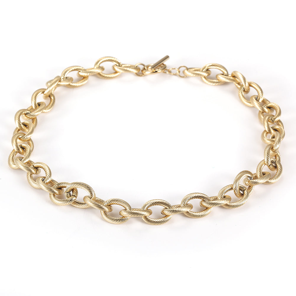 Intercolor Ring Buckle Necklace-NSSN689ST