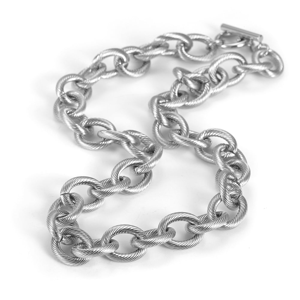 Intercolor Ring Buckle Necklace-NSSN689ST