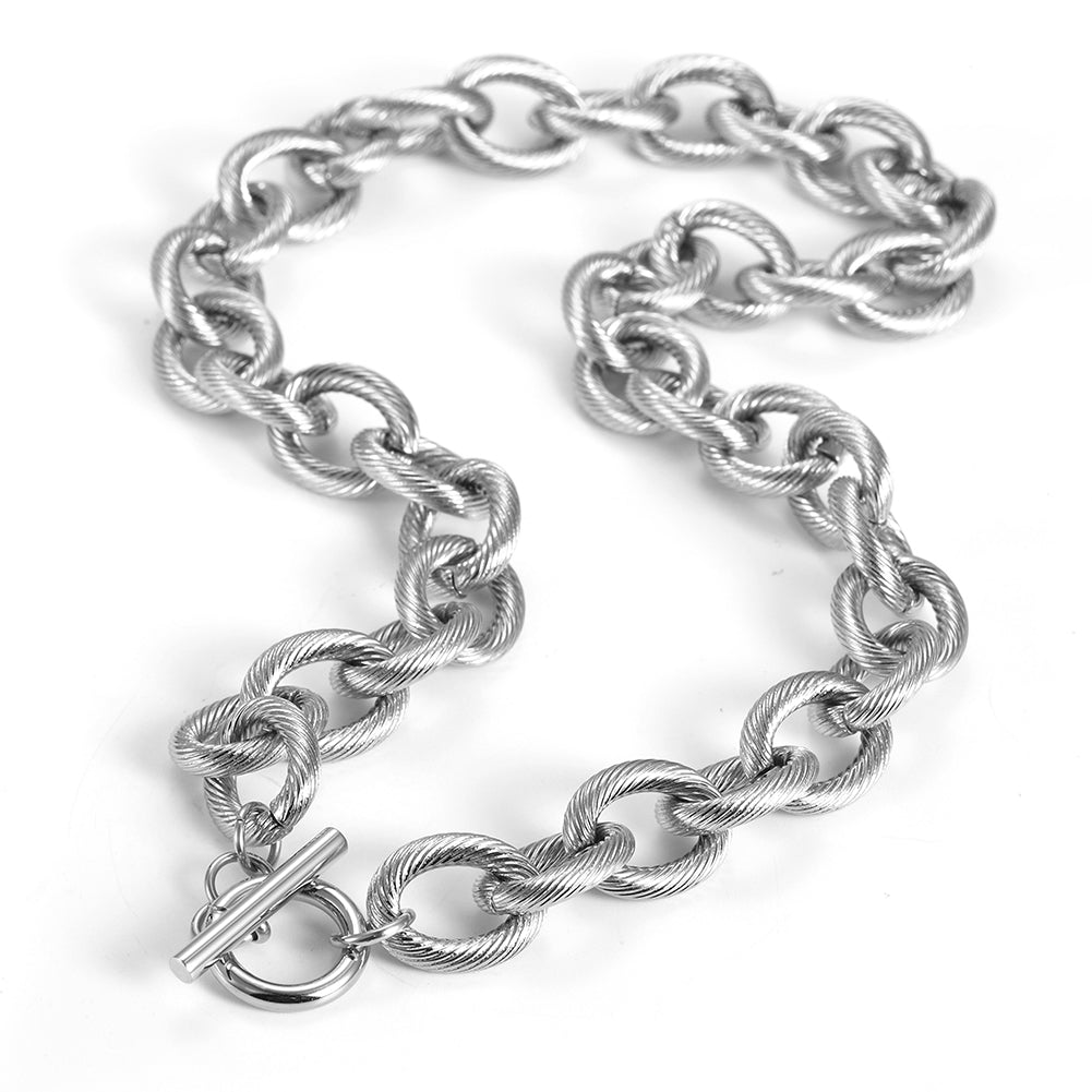 Intercolor Ring Buckle Necklace-NSSN689ST