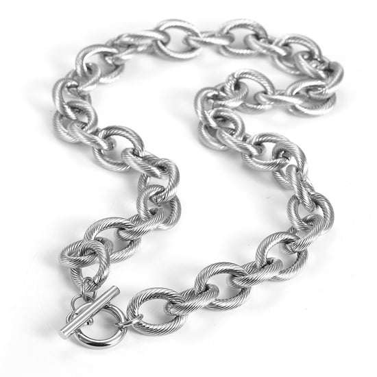 Intercolor Ring Buckle Necklace-NSSN689ST