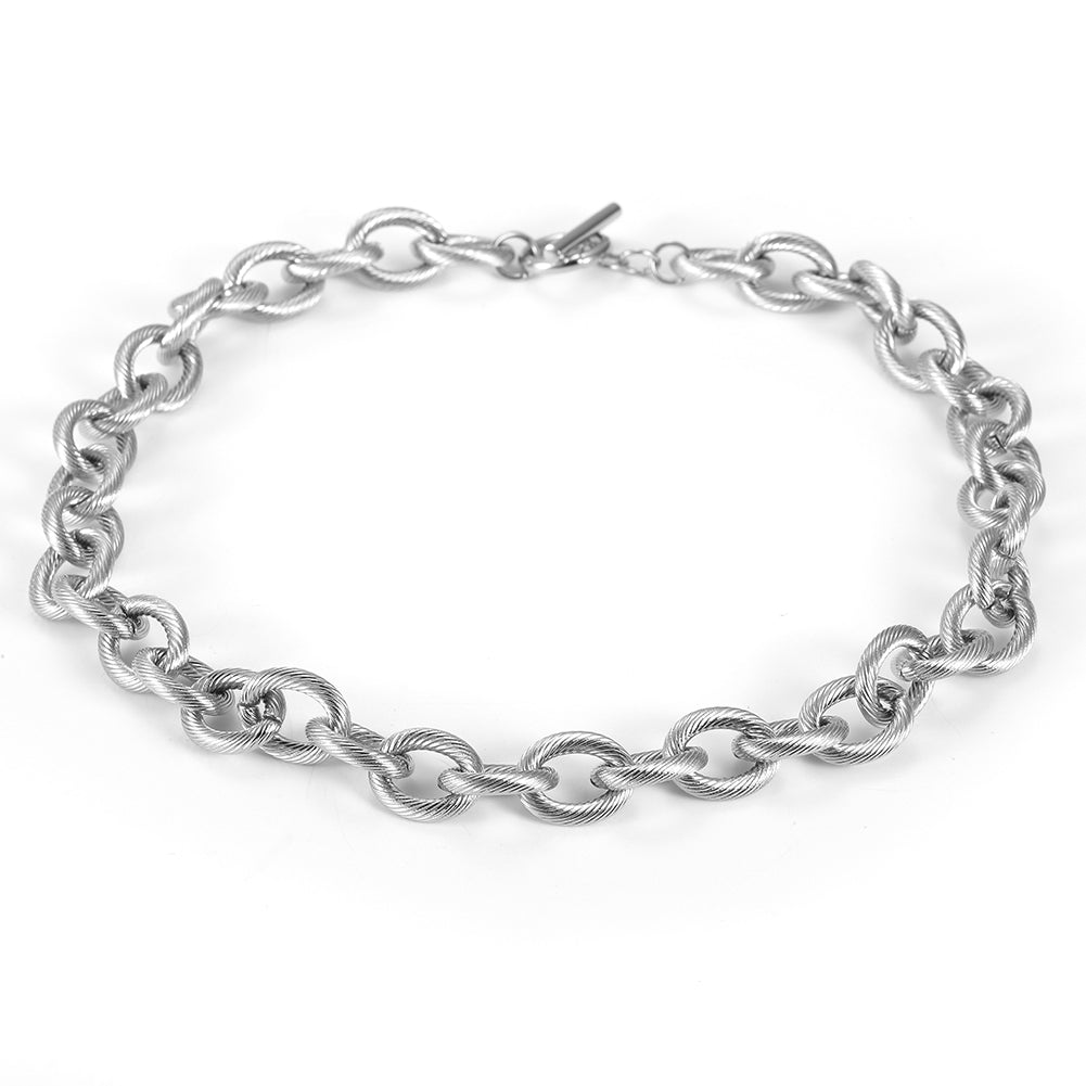 Intercolor Ring Buckle Necklace-NSSN689ST