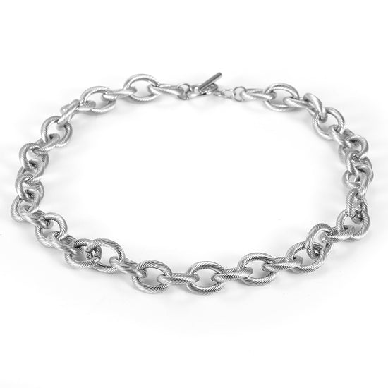 Intercolor Ring Buckle Necklace-NSSN689ST