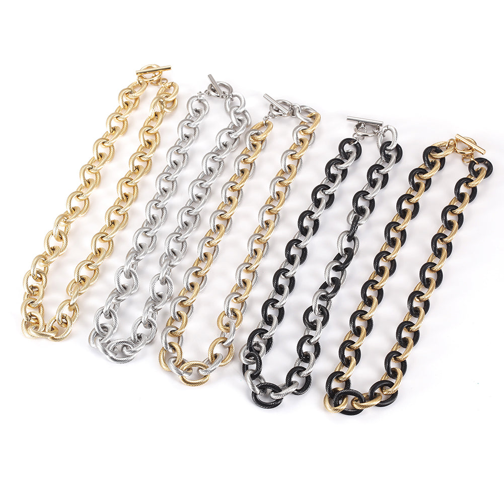 Intercolor Ring Buckle Necklace-NSSN689ST