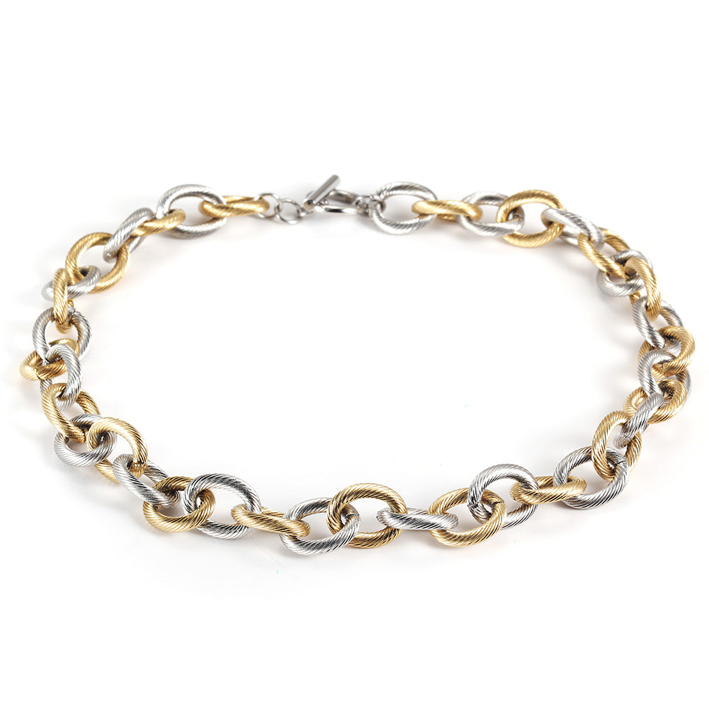 Intercolor Ring Buckle Necklace-NSSN689ST
