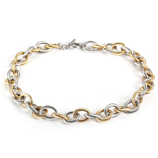 Intercolor Ring Buckle Necklace-NSSN689ST
