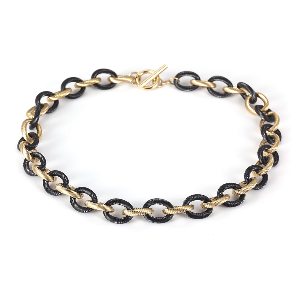 Intercolor Ring Buckle Necklace-NSSN689ST