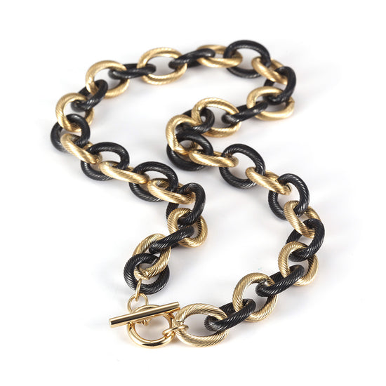 Intercolor Ring Buckle Necklace-NSSN689ST