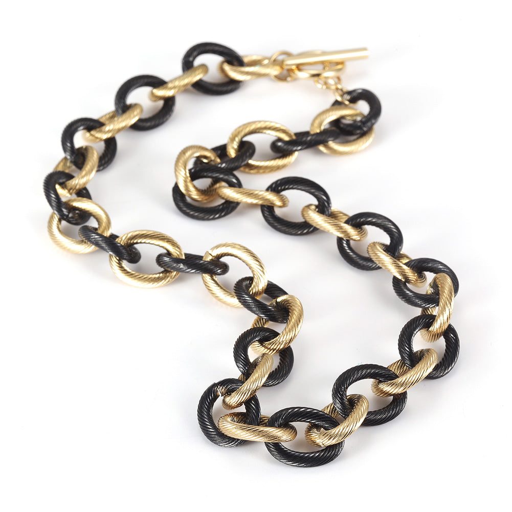 Intercolor Ring Buckle Necklace-NSSN689ST