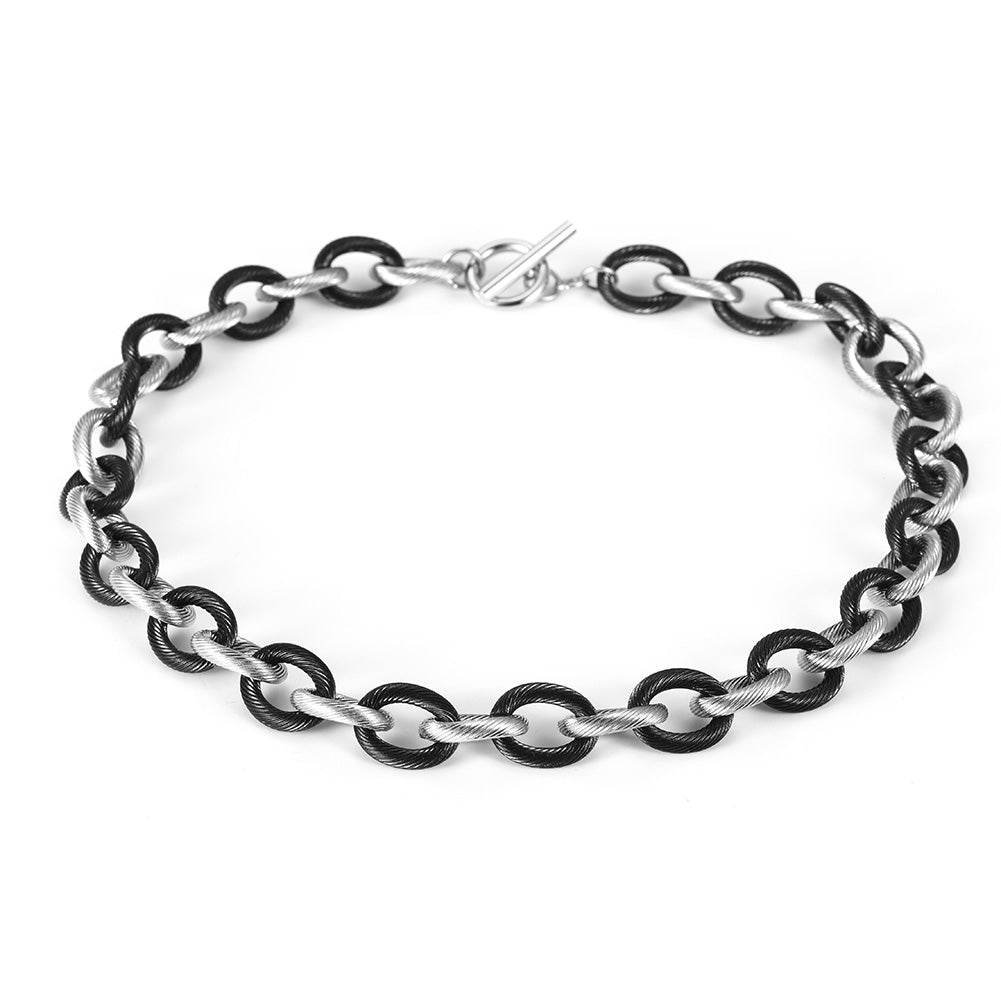 Intercolor Ring Buckle Necklace-NSSN689ST