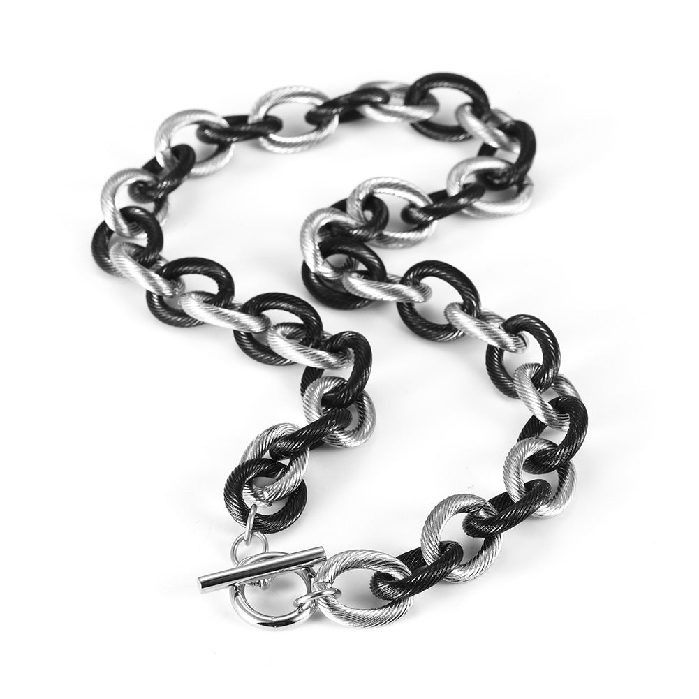 Intercolor Ring Buckle Necklace-NSSN689ST
