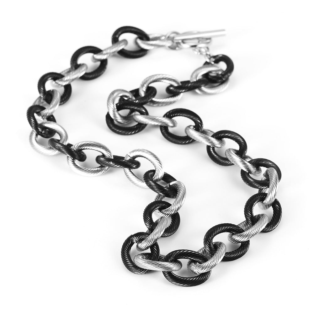 Intercolor Ring Buckle Necklace-NSSN689ST