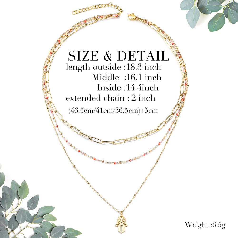 Multi layer golden palm necklace-NSSN717STGC