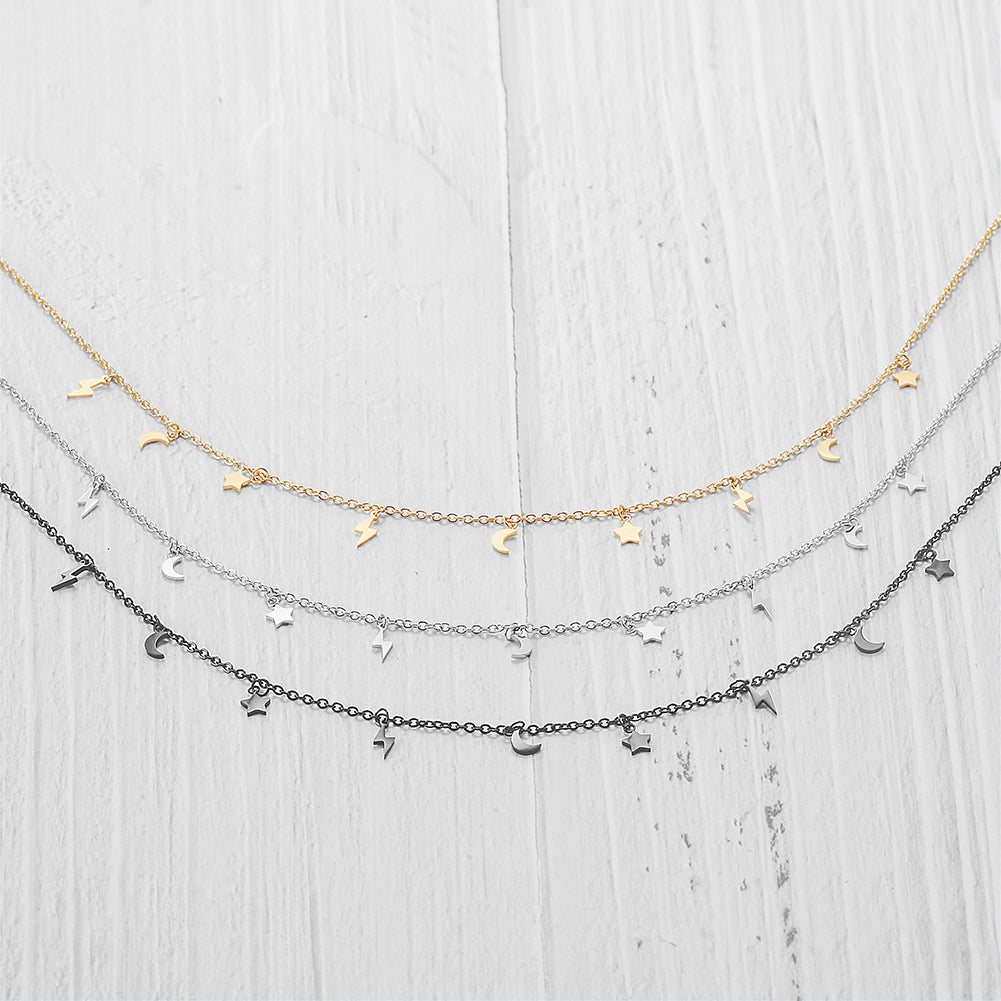 Star Moon Lightning Necklace-NSSN722ST