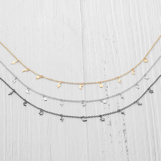 Star Moon Lightning Necklace-NSSN722ST