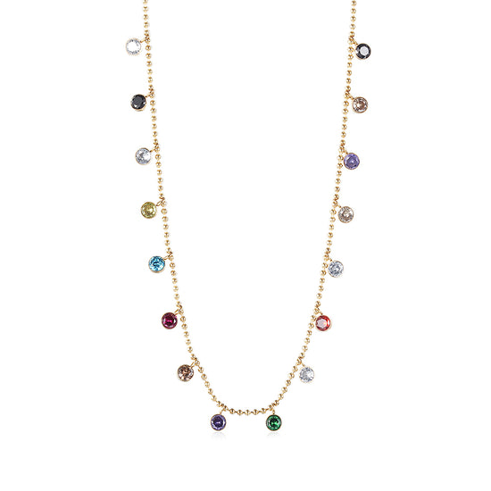 Colorful zircon inlaid necklace-NSSN739STGCZD