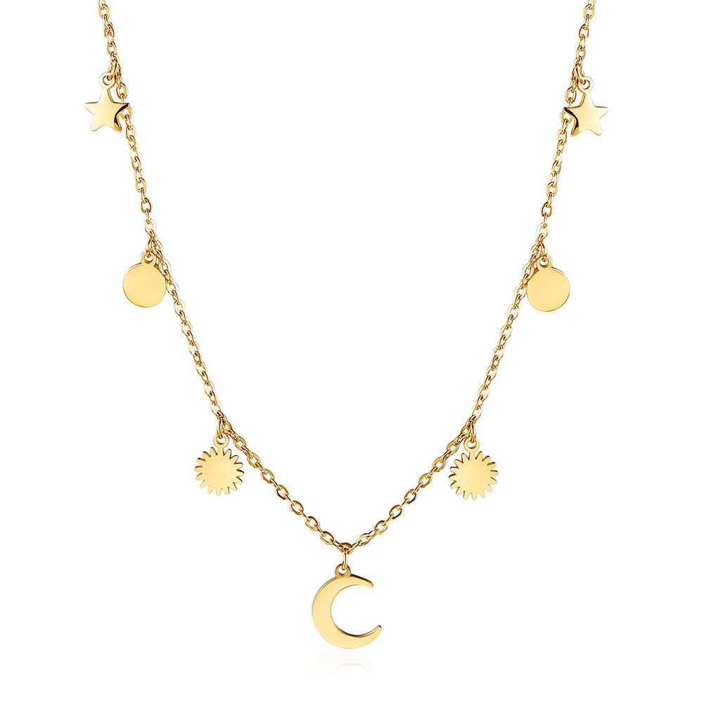 Gold zircon inlaid necklace-NSSN739STGC