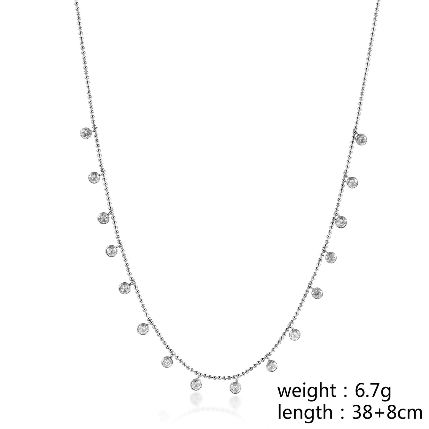 Zircon inlaid necklace-NSSN739ST