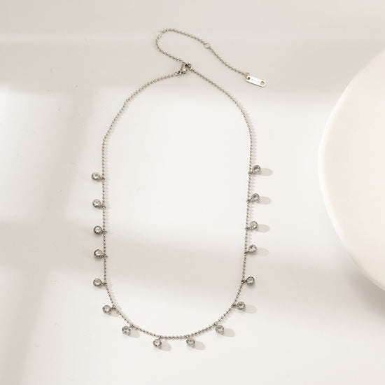 Zircon inlaid necklace-NSSN739ST