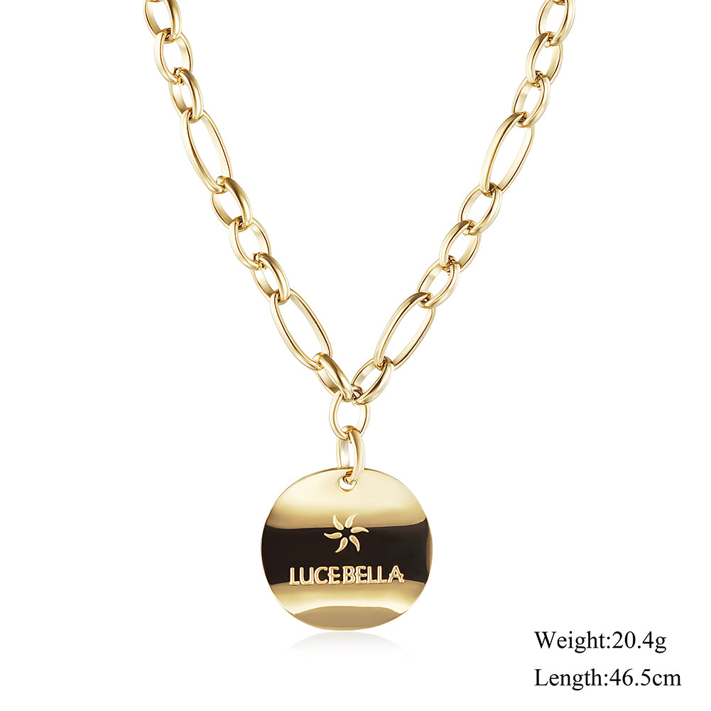 Stainless steel gold medal necklace-NSSN742STGC