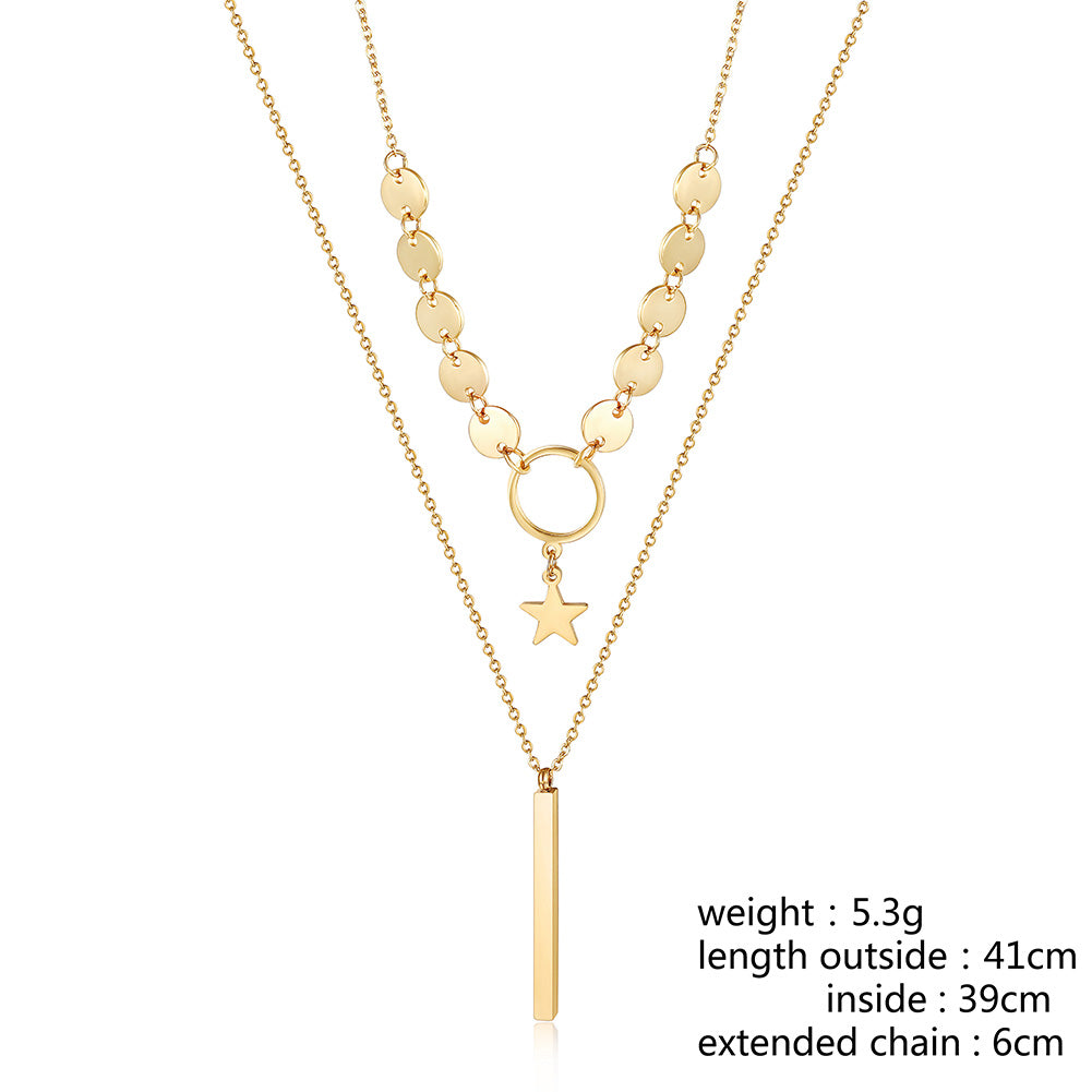 Double layered stainless steel necklace-NSSN748STGC