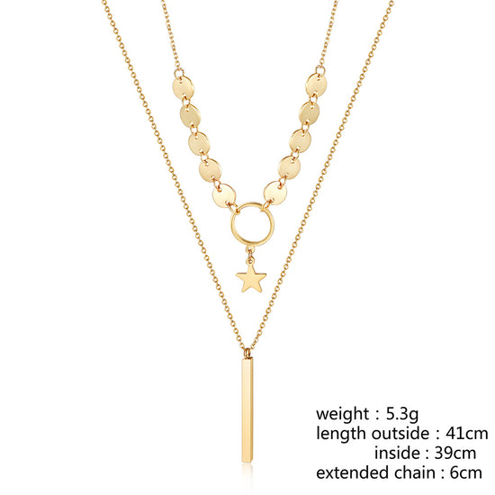 Double layered stainless steel necklace-NSSN748STGC