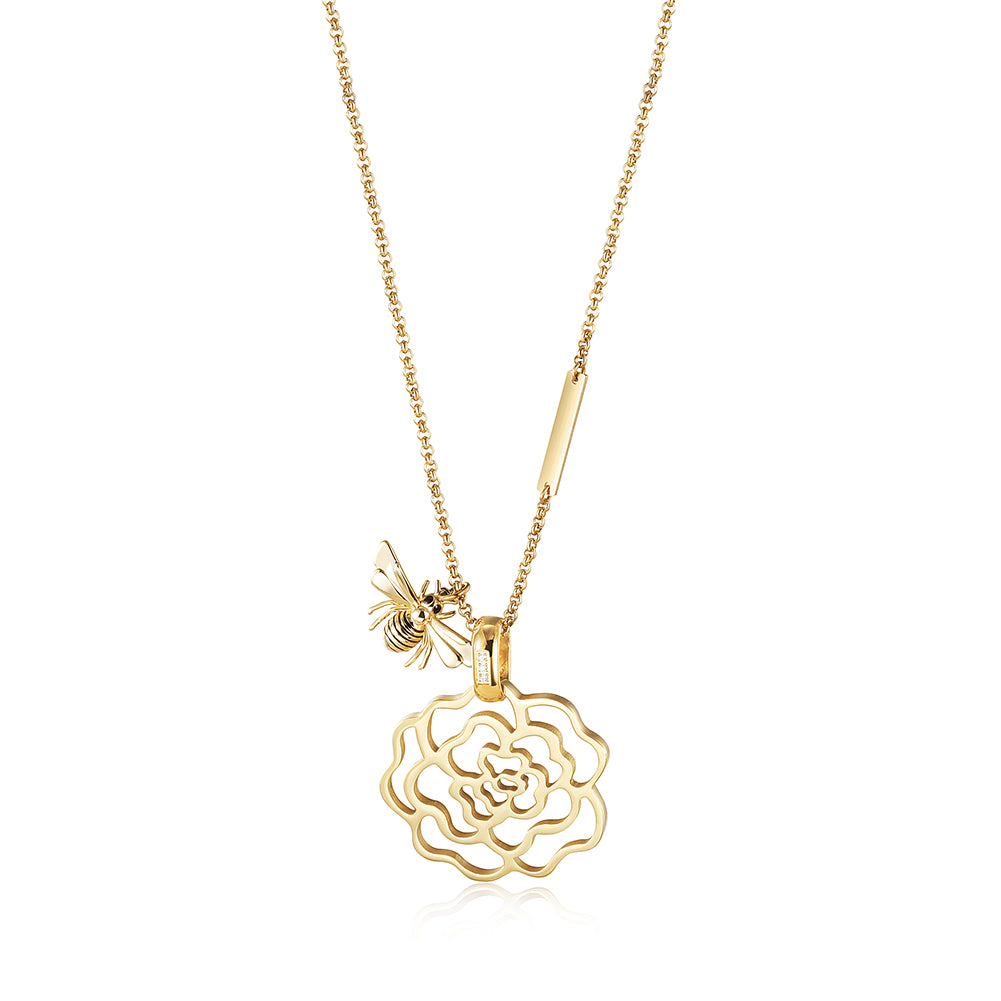 Flower hollow necklace-NSSN751STGCZD