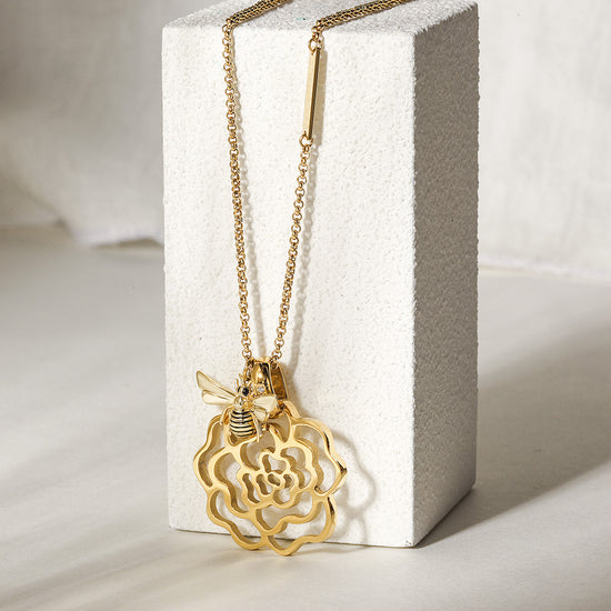 Flower hollow necklace-NSSN751STGCZD