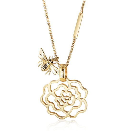Flower hollow necklace-NSSN751STGCZD