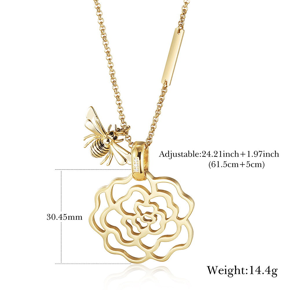 Flower hollow necklace-NSSN751STGCZD