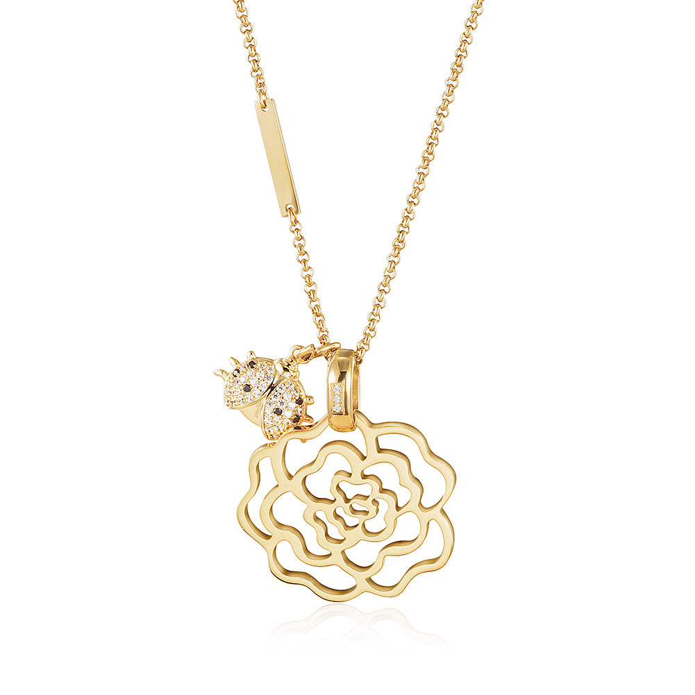 Flower hollow necklace-NSSN752STGCZD