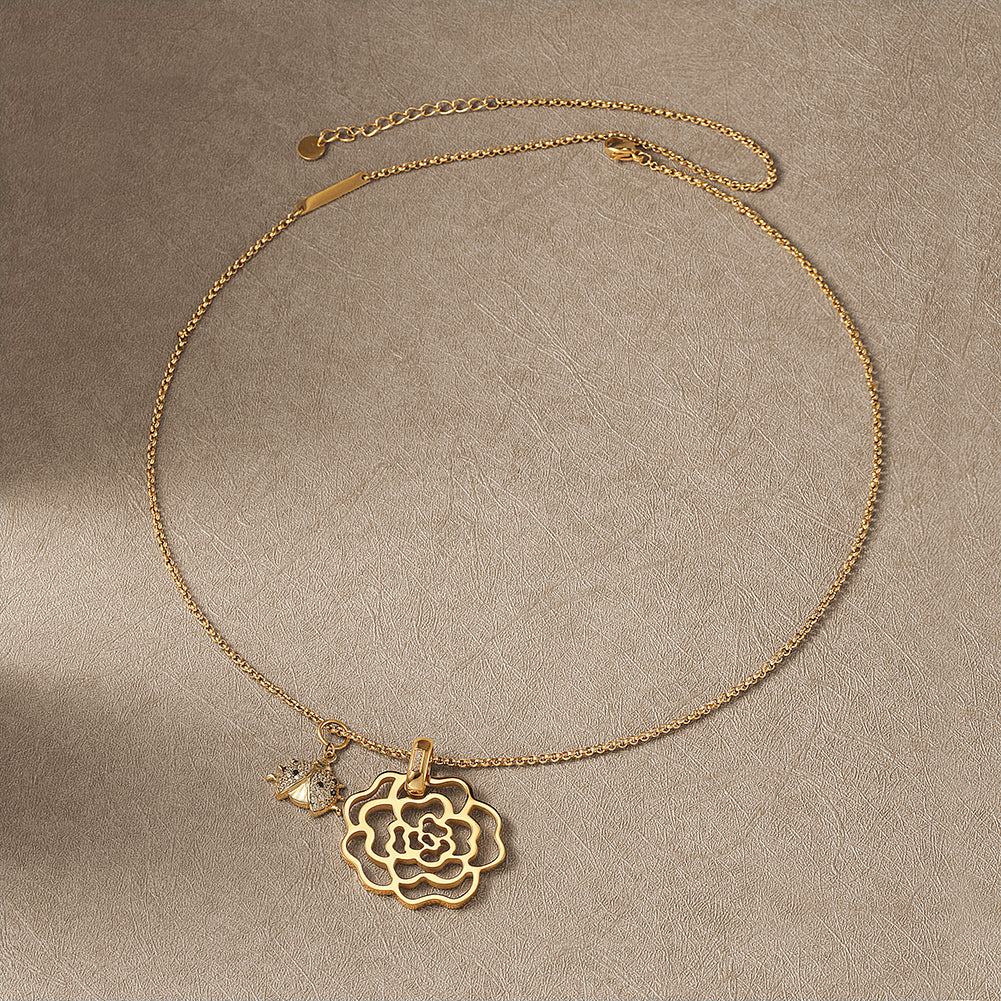 Flower hollow necklace-NSSN752STGCZD