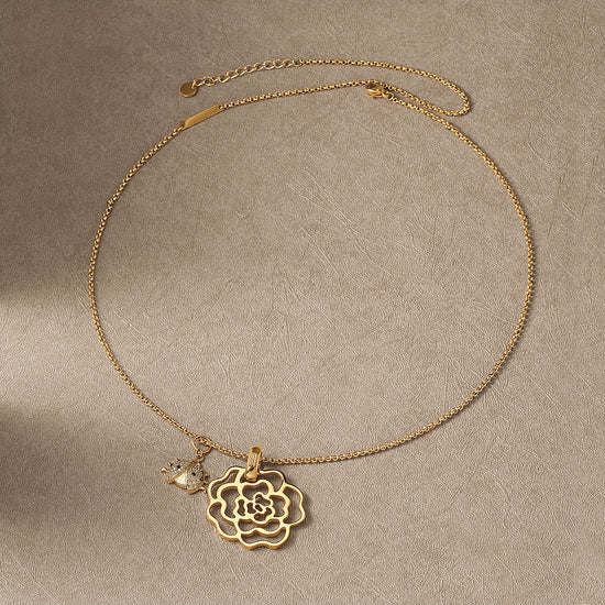 Flower hollow necklace-NSSN752STGCZD