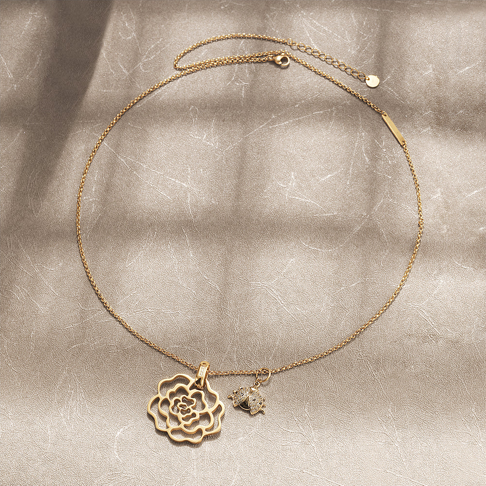 Flower hollow necklace-NSSN752STGCZD