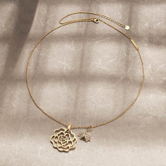 Flower hollow necklace-NSSN752STGCZD