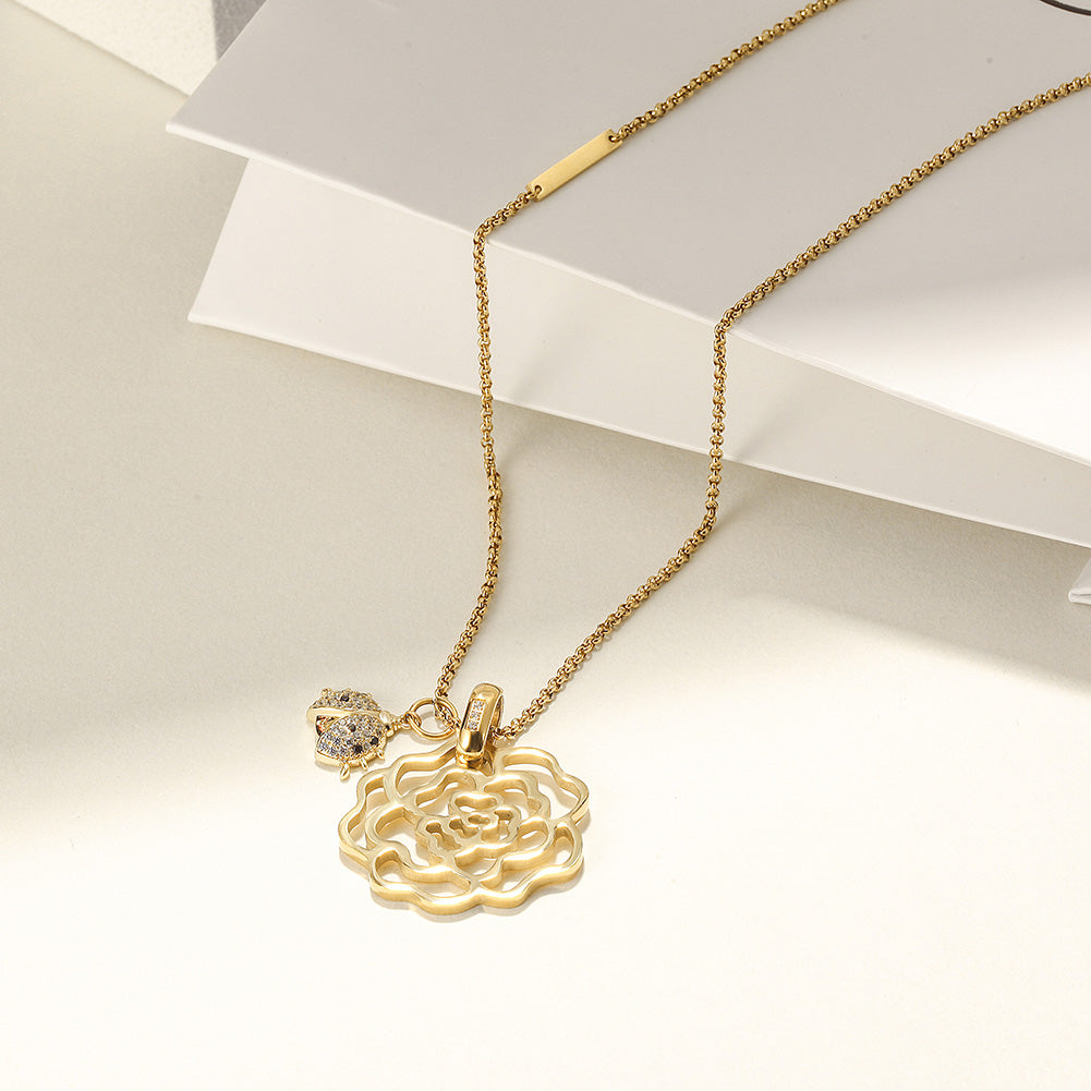 Flower hollow necklace-NSSN752STGCZD