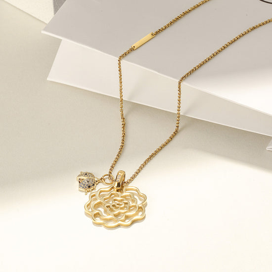 Flower hollow necklace-NSSN752STGCZD