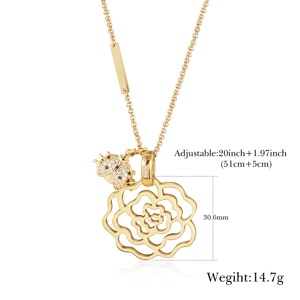 Flower hollow necklace-NSSN752STGCZD