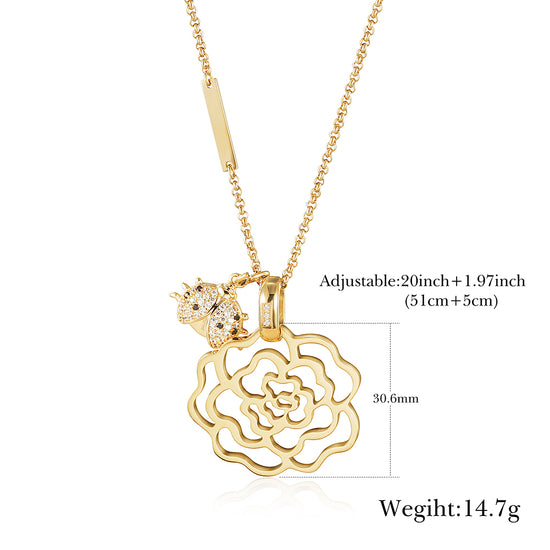 Flower hollow necklace-NSSN752STGCZD