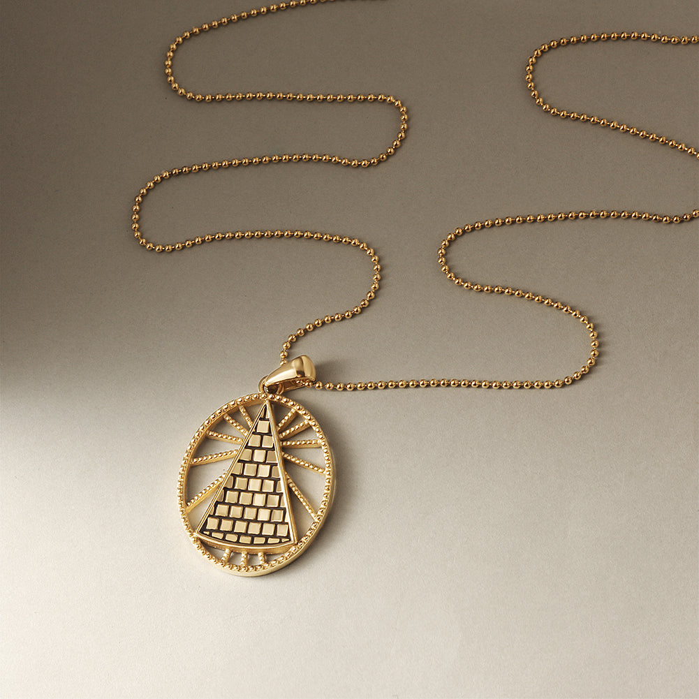 Triangular hollow creative necklace-NSSN755STGC